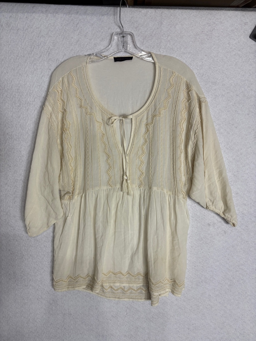 Sanctuary Cream Embroidered Tie-Front Peasant Tunic